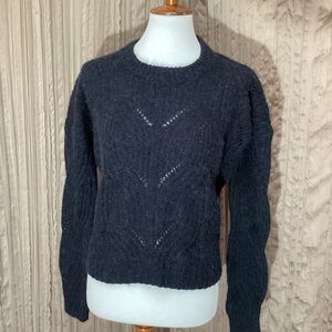 Madewell crew neck Sweater, open knit, dark gray, size small